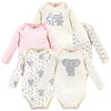 Touched By Nature Baby Organic Cotton Long-Sleeve Bodysuits, Pink Elephant, 12-18 Months