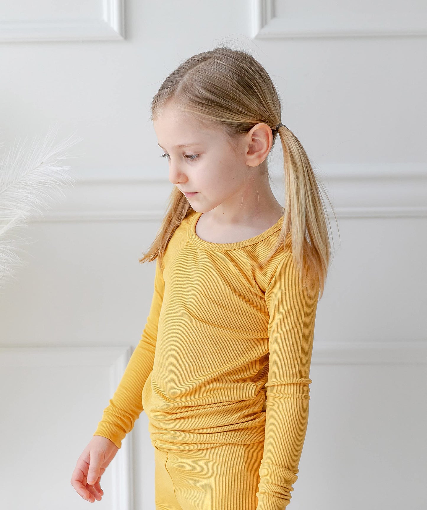 Avauma Baby Boys Girls Pajama Set Kids Toddler Snug Fit Ribbed Rayon Sleepwear Pjs For Daily Life Style (Xs/Mustard Yellow(L))