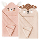 Konssy 2-Pack Muslin Baby Hooded Towels, 100% Cotton, Soft and Absorbent Baby Bath Towels for Newborn, Infant & Toddler with Ani