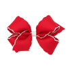 Wee Ones Girls' Classic Grosgrain Moonstitch Edge Hair Bow On A Weestay Hair Clip, Medium, Red With White Trim