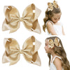 Deeka 2 Pcs 6' Big Hand-Made Shiny Glitter Ribbon Hair Bows Alligator Clips Hair Accessories For Little Teen Toddler Girls Kids