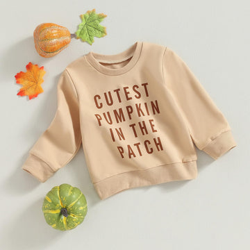 Toddler Baby Halloween Outfit Girl Boy Crewneck Sweatshirt Long Sleeve Letter Pullover Sweater Cute Fall Clothes (Cutest Pumpkin