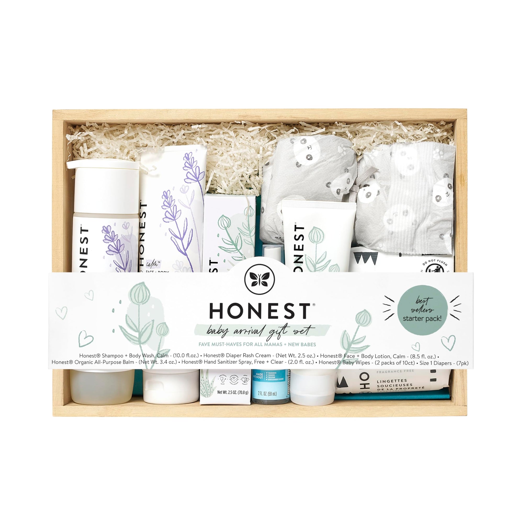 The Honest Company Baby Arrival Gift Set  Newborn Essentials Welcome Box  Diapers, Wipes, Personal Care, Diaper Rash Cream