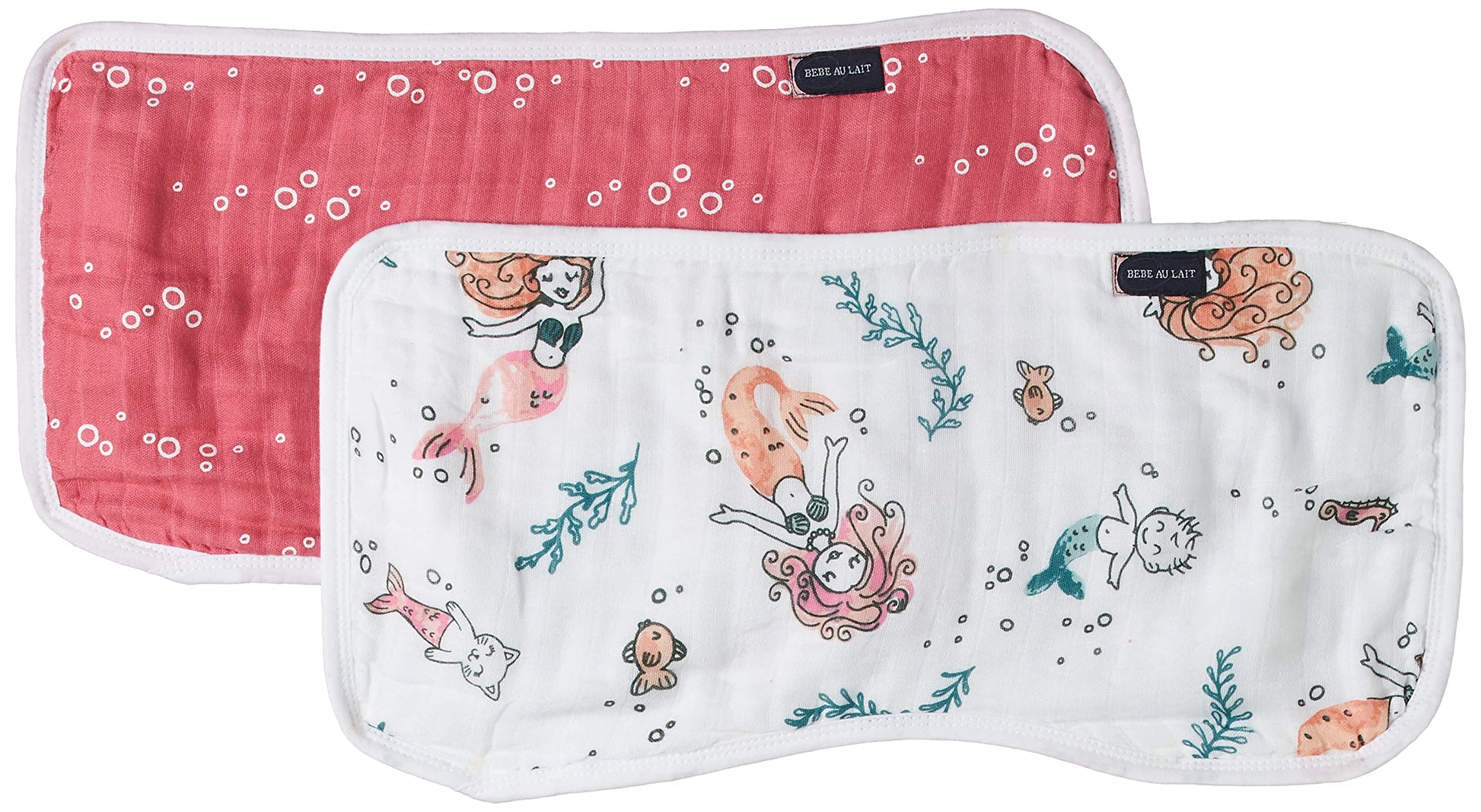 Bebe Au Lait Oh So Soft Muslin Baby Burp Cloth Set - Mermaids And Bubbles , 8.5X17 Inch (Pack Of 1)