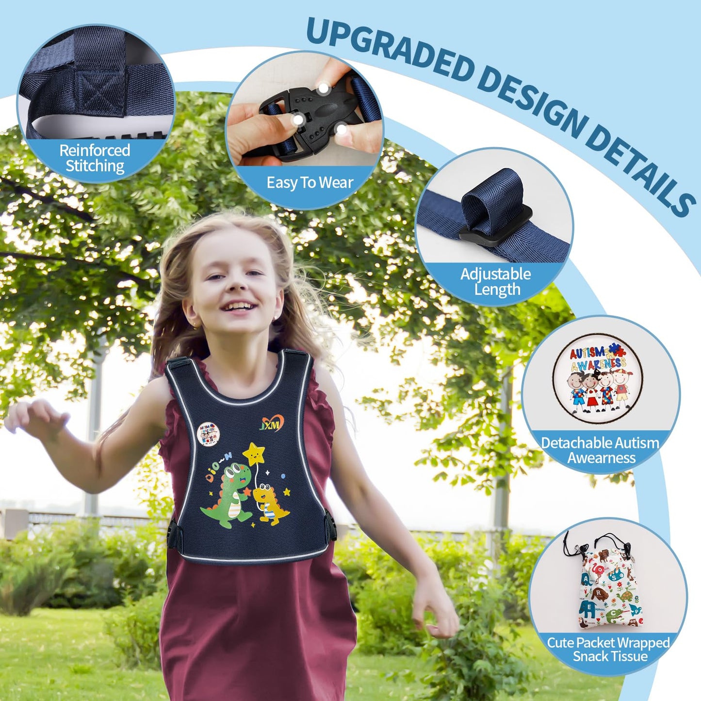 2025 New Safety Harness For Big Kids (6-12Yrs) With Autism Special Needs Adhd/Asd, Teens Youth Vest Walking Harness With Grab Ha