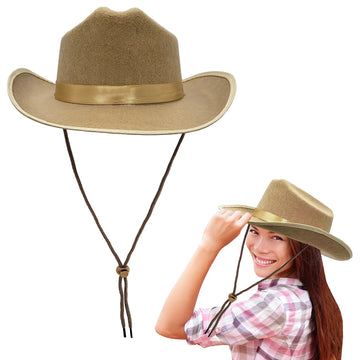 The Dreidel Company Cowboy Hat Western Hat, Dress Up Costume Clothes For Kids, Pretend Play, Party Favors (Tan Cowboy Hat)