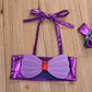 3Pcs/Set Kids Toddler Baby Girl Mermaid Swimsuits Halter Swimwear Bikini Set With Headband (Purple+Green, 120/4-5 Years)