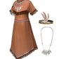 Native American Costume Girls Dress Indigenous American Indians Kids Cosplay 2-3T Brown