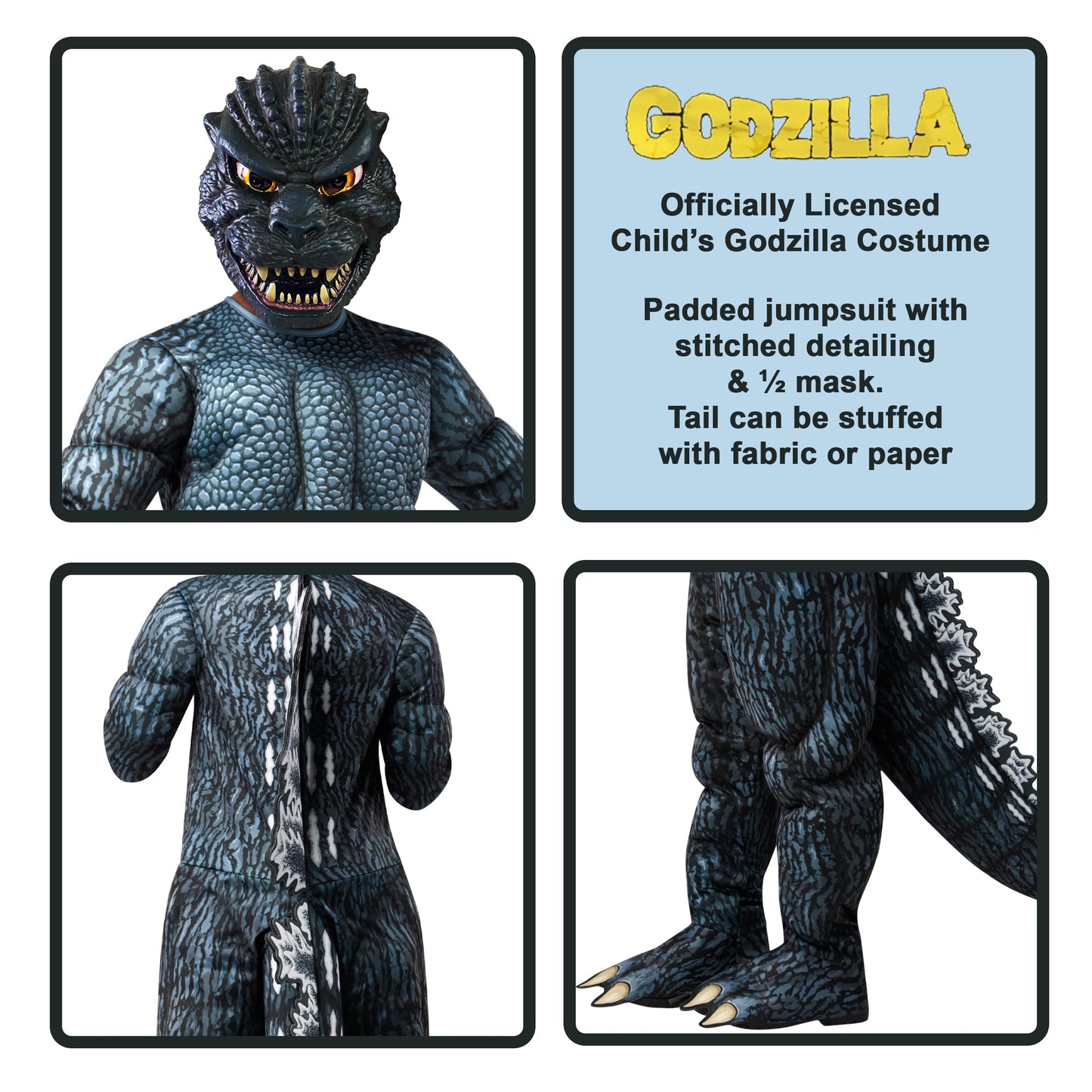 Rubie'S Child'S Godzilla Classic Godzilla Costume, Black/Blue, Large