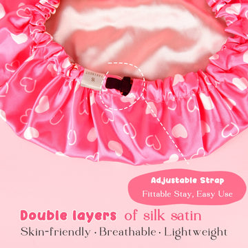 Yanibest Baby Satin Bonnet Sleep Cap - Double Layer Reversible Adjustable Silky Satin Cap For Infant Toddler(6-36Months,Light Pi