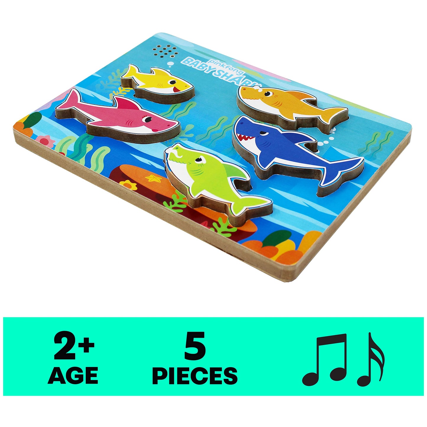 Spin Master Games, Pinkfong Baby Shark Musical Wooden Sound Puzzle, Plays Viral Song, Baby Shark Toddler Toys, for Fans of Baby