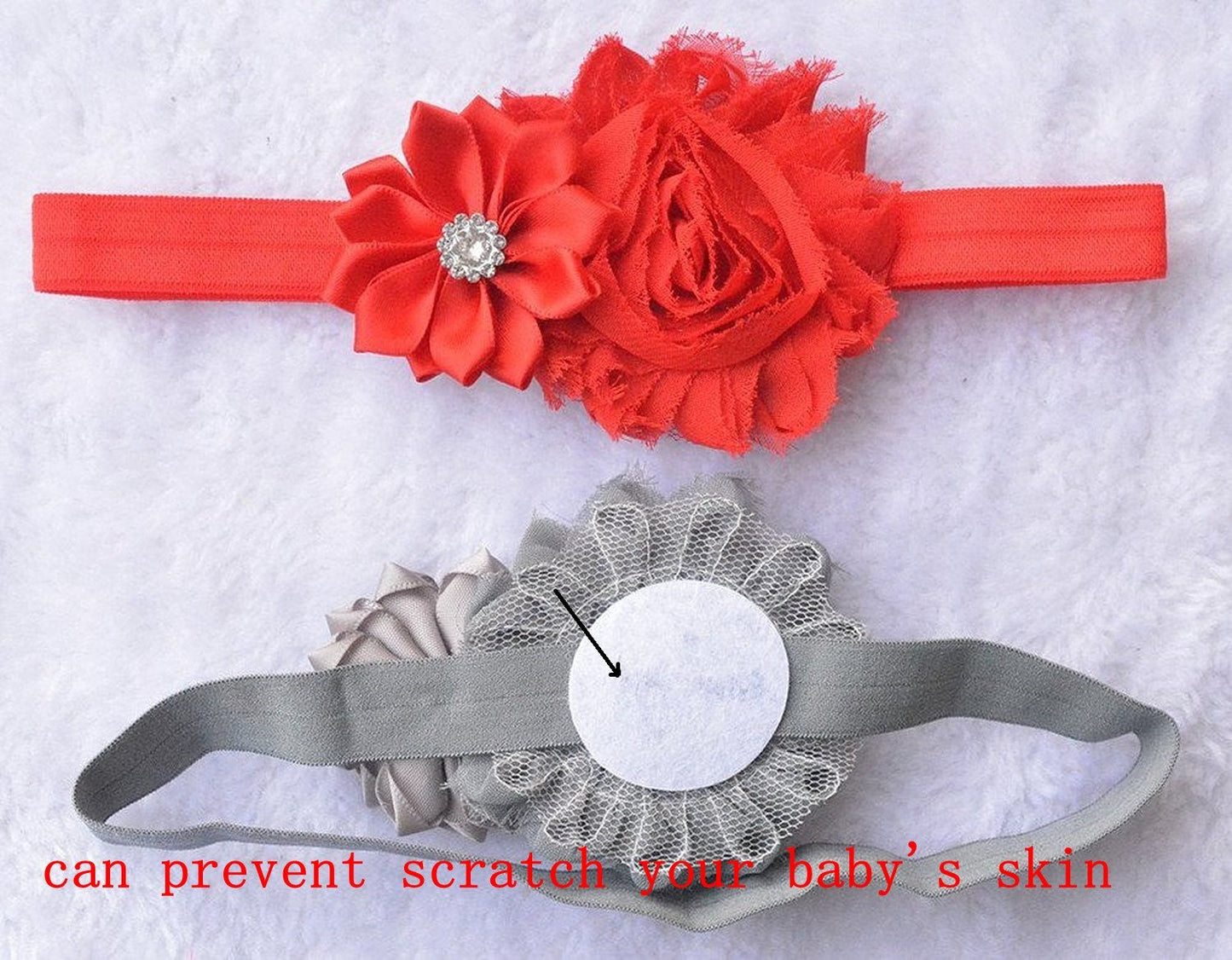 Qandsweet Baby Girl Headbands With Polygonal Flower Inlay Rhinestone For Photography (10 Pack)