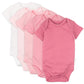Honestbaby Baby Girls Organic Cotton Short Sleeve Bodysuits Multipack And Toddler T-Shirt Set, 5-Pack Pink Ombre, Newborn Us