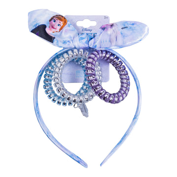 Frozen Headbands For Girls| 4Pc Elsa & Anna Toddler Headband And Hair Ties| Knotted Headband Fully Cover By Soft Designed Fabric