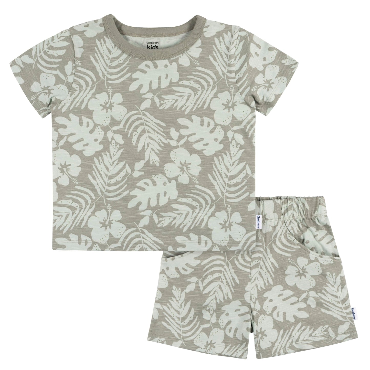 Gerber Baby Boys T-Shirt And Shorts Set, Tropical Leaves, 0-3 Months