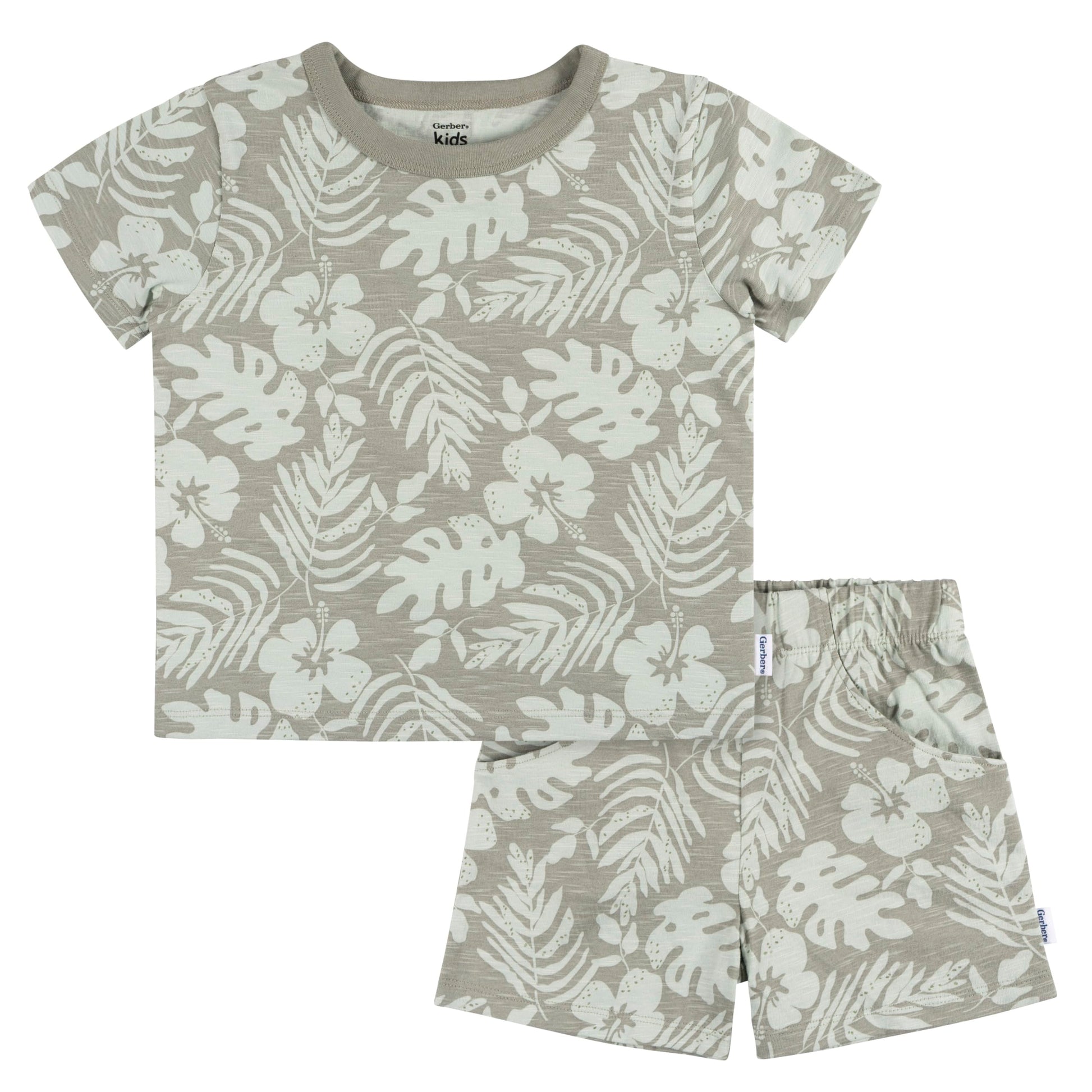 Gerber Baby Boys T-Shirt And Shorts Set, Tropical Leaves, 0-3 Months