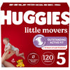 Huggies Size 5 Diapers, Little Movers Baby Diapers, Size 5 (27+ Lbs), 120 Count (2 Packs Of 60)