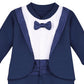 Lilax Baby Boy Gentleman Tuxedo Footie Christmas Holiday Outfit With Bow Tie (12 Months, Navy)