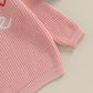 Baby Girl Valentines Day Outfit Love Heart Sweet Long Sleeve Sweater Tshirt Crewneck Tops Fall Winter Clothes (C-Pink, 0-3 Month
