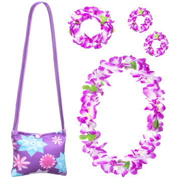 Kaisebile Princess Costume Dress For Girls Birthday Halloween Party Dress Up With Bag,Leis Necklace Headband 3T 4T