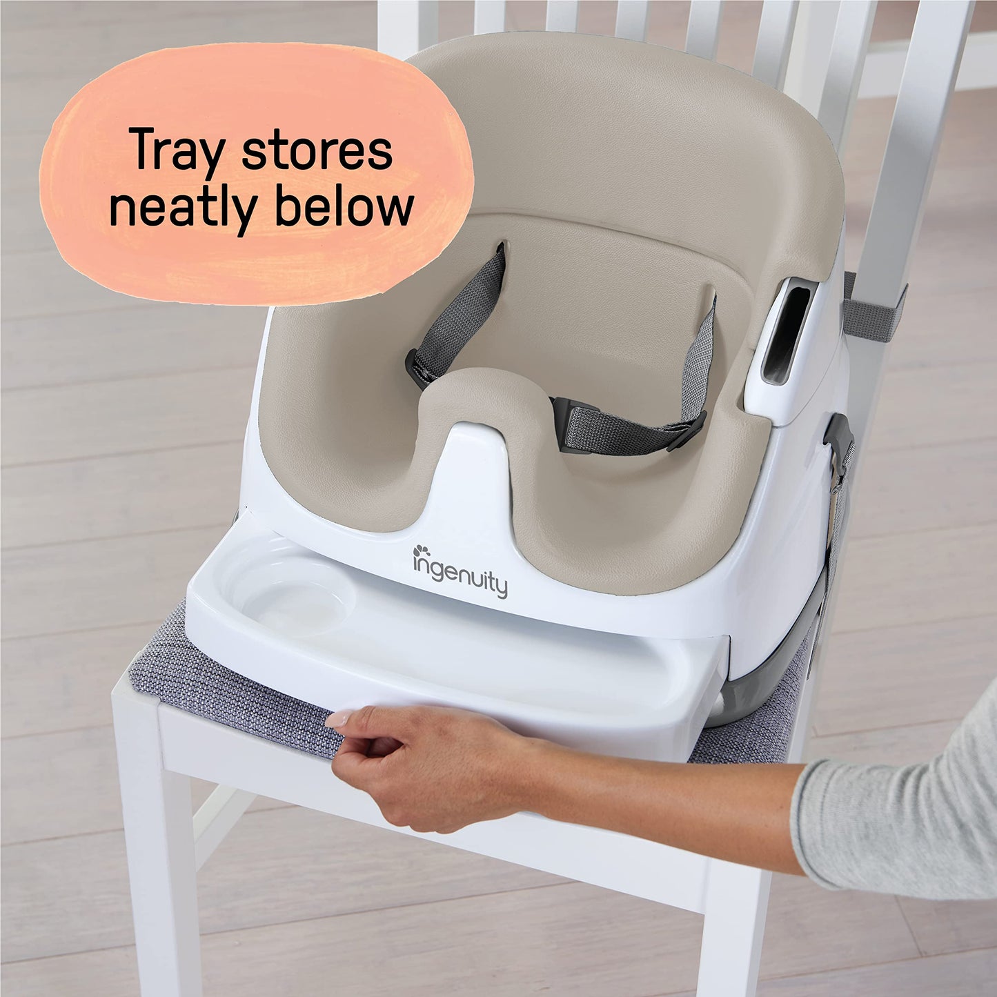 Ingenuity Baby Base 2-in-1 Booster Feeding and Floor Seat with Self-Storing Tray - Cashmere