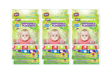 Mighty Clean Baby Disposable Placemat - Super Sticky Toddler and Infant Mat for Feeding on The Go, 24 Count Value Pack (6 Packag