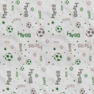 Bacati - Sports Muslin Set Of 3 Wash Cloths Or Hooded Towel (Hooded Towel, Soccerball Green/Grey)
