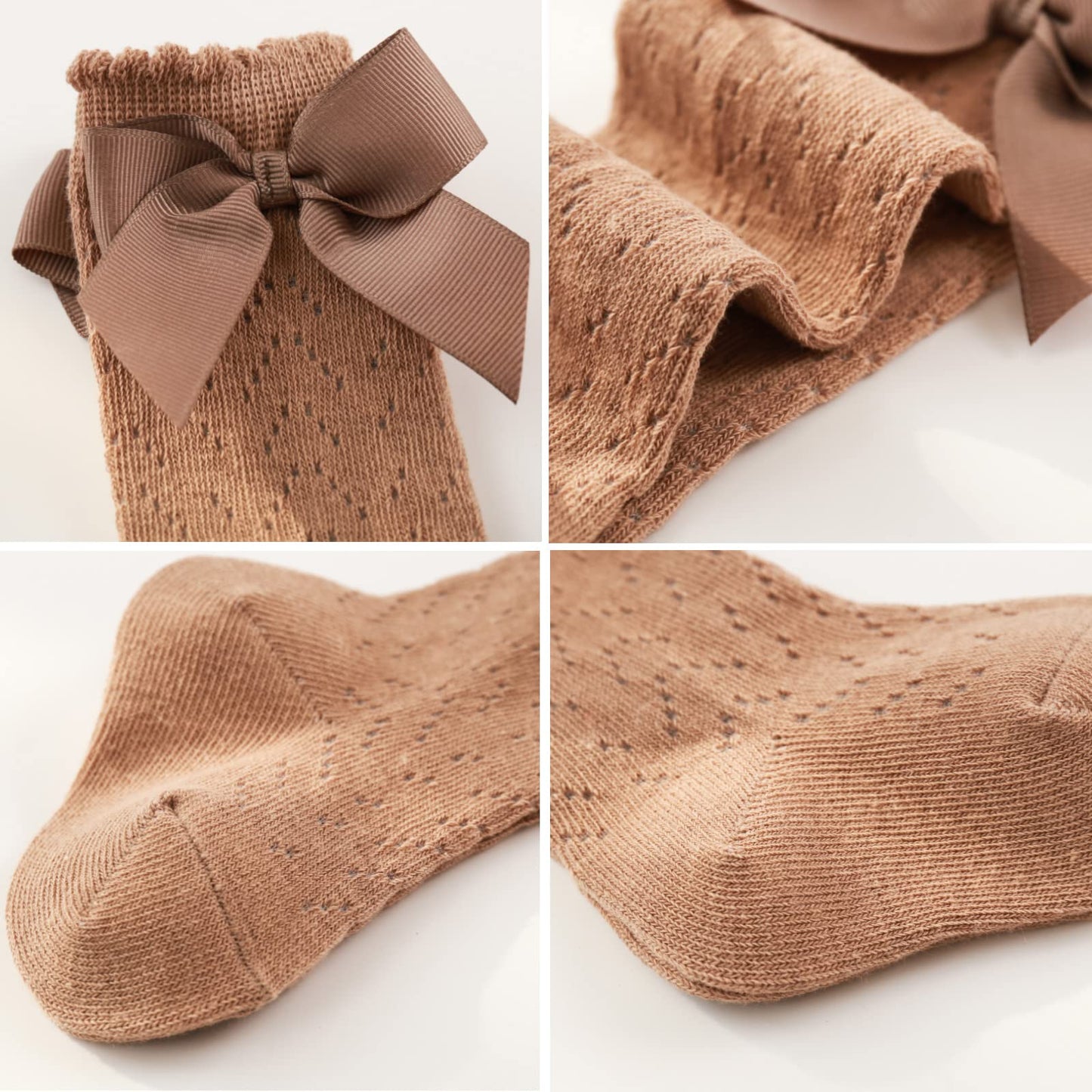 Colorful Childhood Baby Girls Knee High Socks Toddlers Tube Ruffled Bow Stockings Infant Newborn Cotton Princess Frilly Socks (5