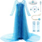 Jerrisapparel Girls Princess Costume Birthday Party Christmas Fancy Dress Up (7, Blue With Accessories)