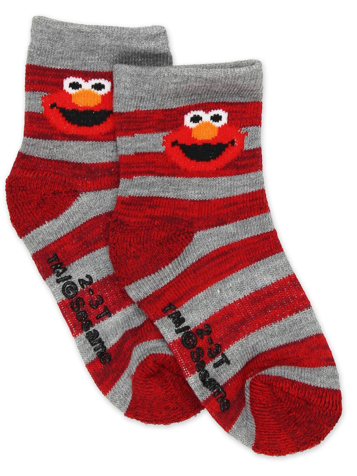 Sesame Street Elmo Baby Toddler Boy'S Girl'S 3 Pack Crew Socks With Grippers (4-5T, Red)