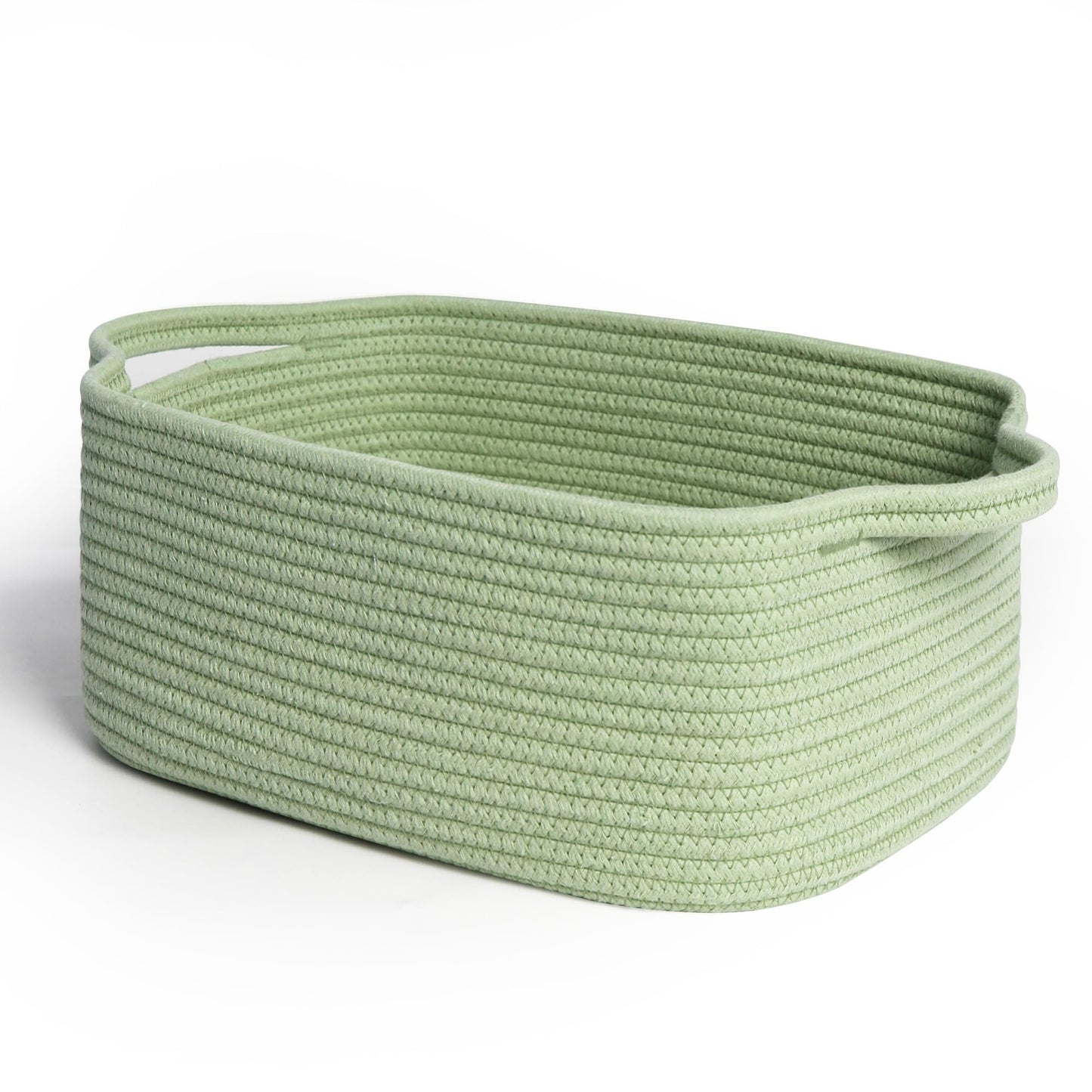 MEGASKET Green Basket, Woven Baskets for Gifts Empty, Medium Cotton Rope Dog Toy Box, Green Room Decor, Cute Baby Nursery Storag
