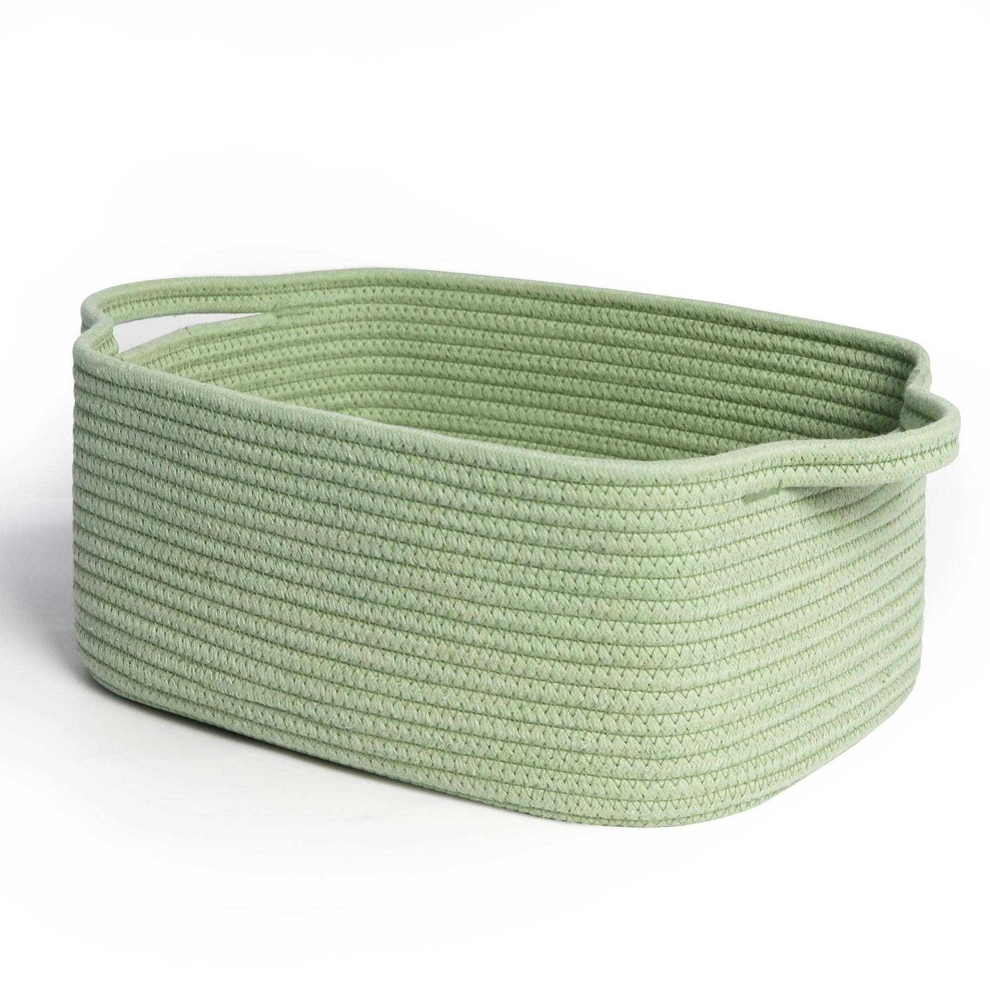 MEGASKET Green Basket, Woven Baskets for Gifts Empty, Medium Cotton Rope Dog Toy Box, Green Room Decor, Cute Baby Nursery Storag