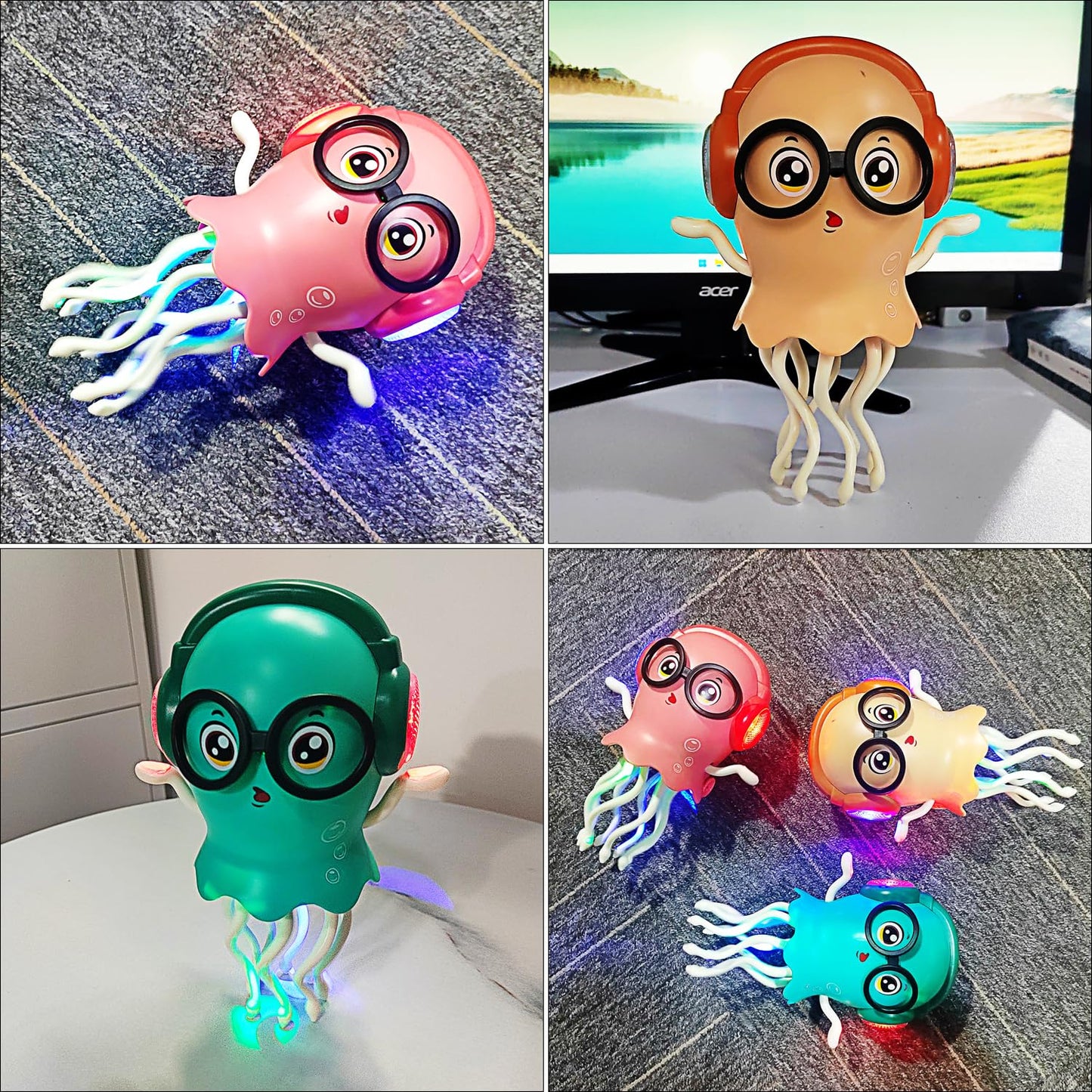 Tipmant Baby Toddler Electric Jellyfish Toys Cute Electronic Octopus Animal Vehicle Car, Dance, Crawl, Music, Luminous Lights, K