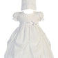 Swea Pea & Lilli Baby Girl White Poly-Cotton Jacquard Gown Christening Baptism Hat S (3-6 Month)