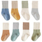J Poqobog Toddler Baby Girls Boys Socks - Cotton Crew Socks For Baby Gifts Pack Cotton Rich Knee-High Socks Set (Blue -Non Slip,