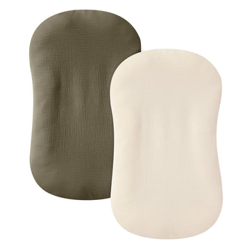 guruixu Muslin Baby Lounger Cover 2 Pack, 100% Cotton Infant Lounger Cover, Soft & Breathable Replacement Slipcover, Compatible 