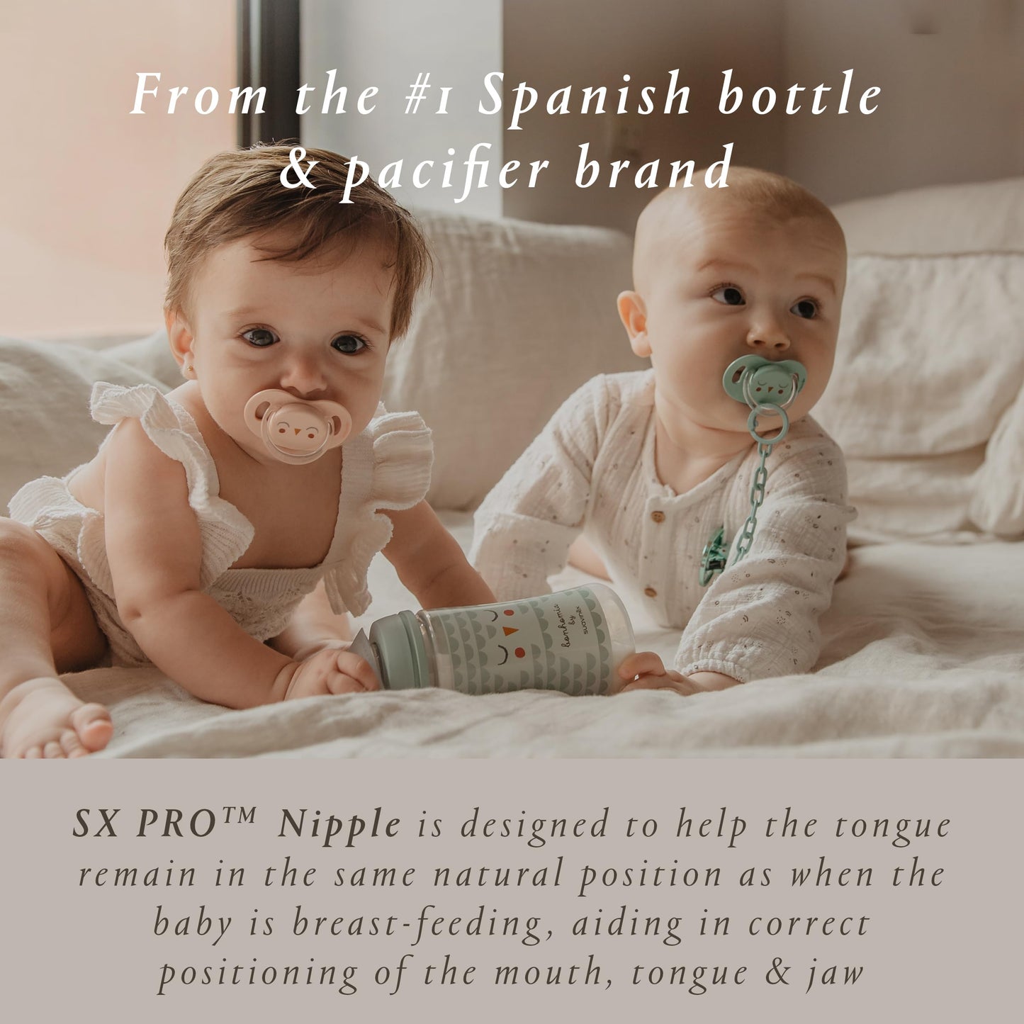 Suavinex Bonhomia Sx Pro Physiological Pacifier, Supports Breastfeeding Babies, Pacifiers 0-6 Months, 2 Pack Baby Pacifier, Baby
