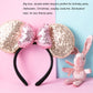Chuangqi 2Pcs Mouse Ears Shiny Headbands 3D Bow, Double-Sided Sequins Hair Band For Birthday Party, Holiday Dress Up