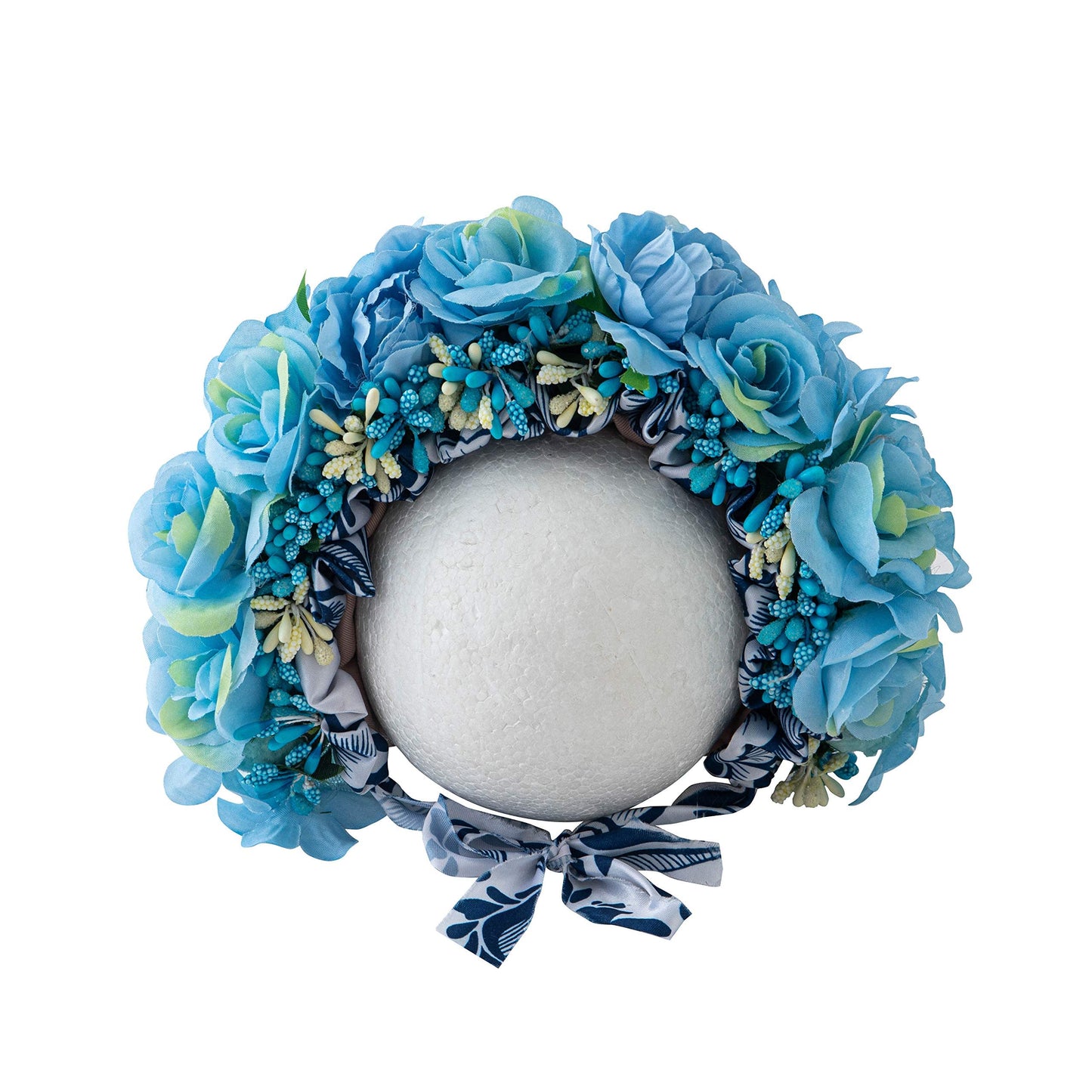 Vemonllas Newborn Photography Props Boys Girls Floral Sitter Hat Baby Photo Props Flowers Bonnet (Blue)