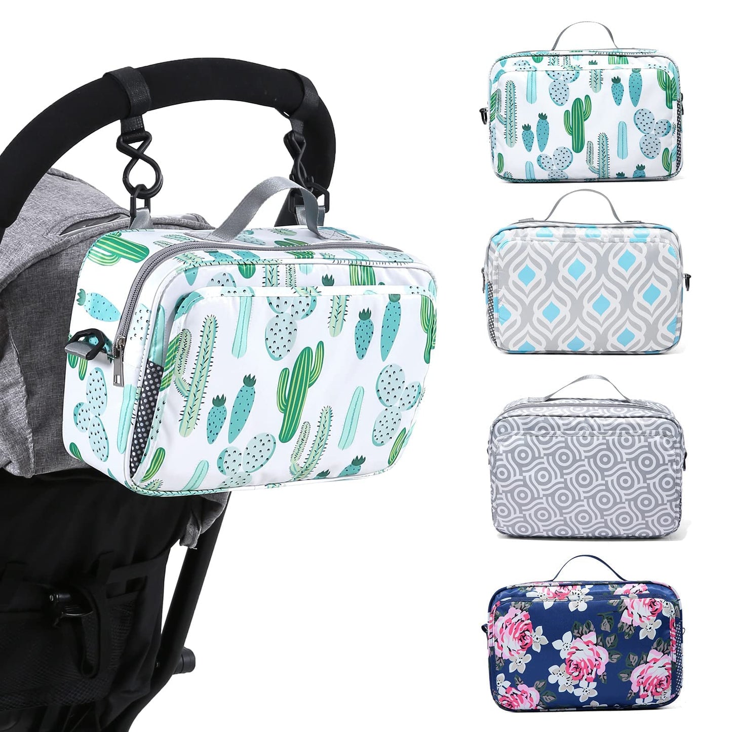 Non-Slip Stroller Organizer Bag For Diapers With Insulated Pocket, Stroller Hooks And Adjustable Strap,Universal Fit Most Stroll