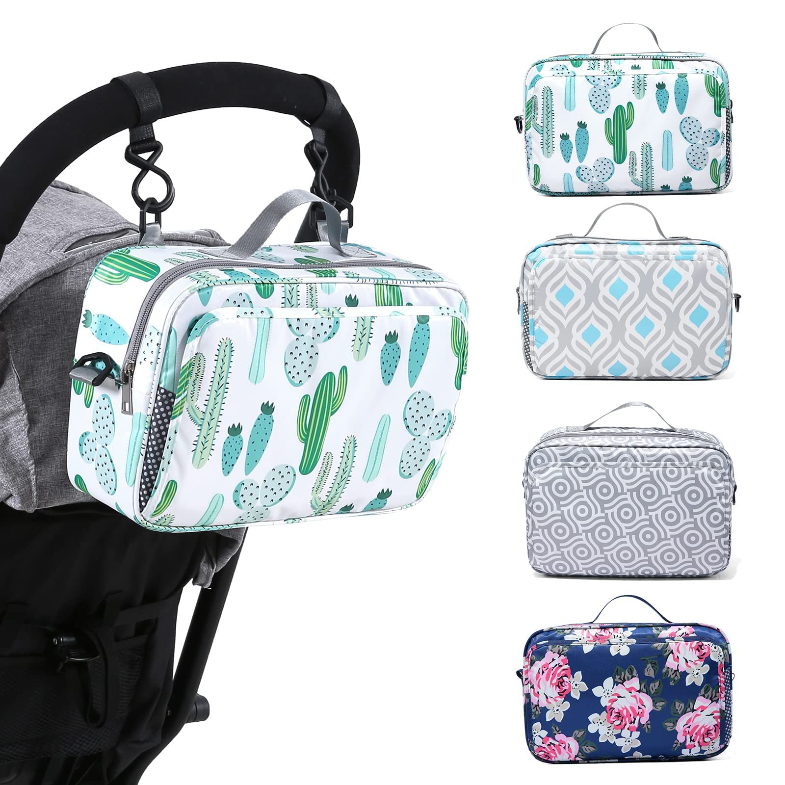 Non-Slip Stroller Organizer Bag For Diapers With Insulated Pocket, Stroller Hooks And Adjustable Strap,Universal Fit Most Stroll
