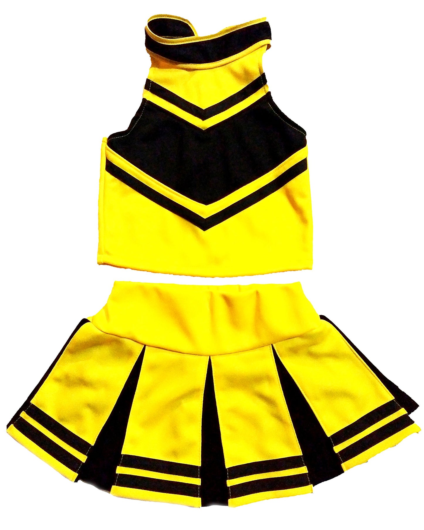 Total 2550 Little Girls' Cheerleader Cheerleading Outfit Uniform Costume Cosplay Halloween Neon Yellow/Black (S / 2-5)