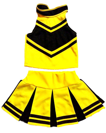 Total 2550 Little Girls' Cheerleader Cheerleading Outfit Uniform Costume Cosplay Halloween Neon Yellow/Black (S / 2-5)