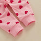 Lamuusaa Toddler Baby Girl Valentines Day Outfit Little Valentine Ruffle Sweatshirt Heart Long Pants Headband Set 0-3T (Pink, 2-