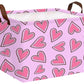 BOOHIT Valentines Day Basket for Kids Heart Shaped Empty Storage Bins for Gifts with Handles Room Decor (Pink Bottom Dotted Line