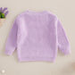 Baby Girl Cute Long Sleeve Heart Flowers Embroidery Oversized Sweater Toddler Valentine Outfit (Purple, 18-24 Months)