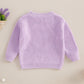 Baby Girl Cute Long Sleeve Heart Flowers Embroidery Oversized Sweater Toddler Valentine Outfit (Purple, 3-4 Years)