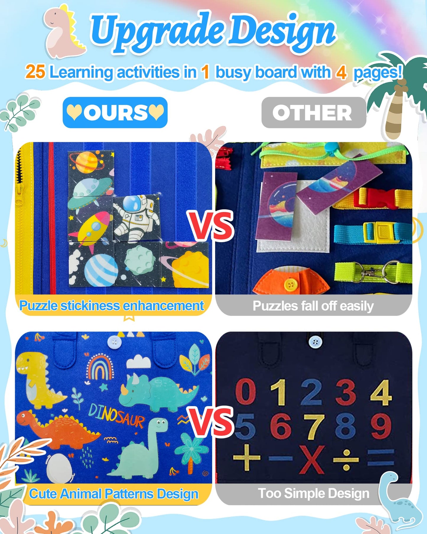 Exorany Busy Board Montessori Toys for Toddler Boys & Girls Birthday Gifts, Sensory Toys for Toddlers, Educational Travel Presch