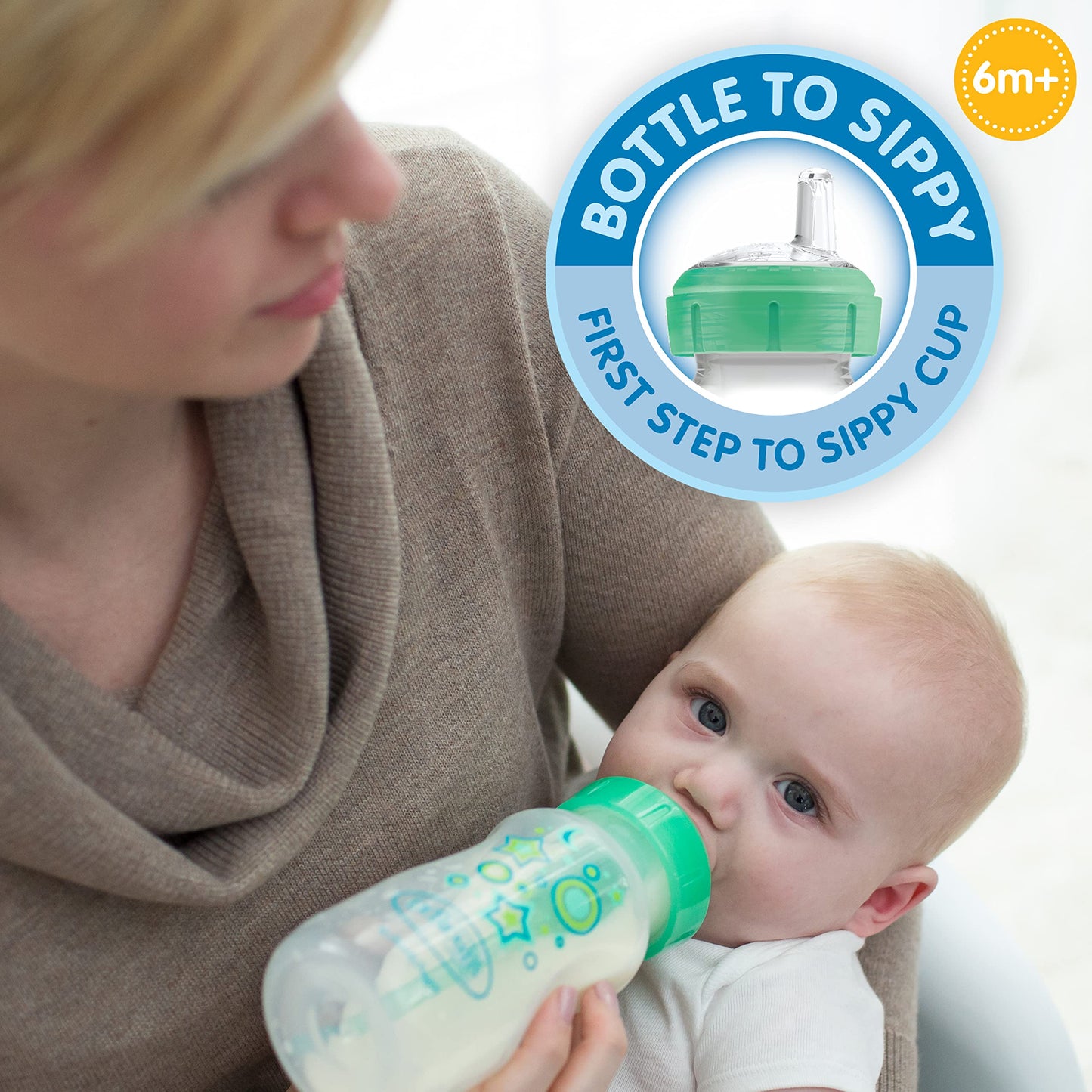 Dr. Brown'S Natural Flow Anti-Colic Options+ Wide-Neck Sippy Bottle Starter Kit, 9Oz/270Ml, With Level 3 Medium-Fast Flow Nipple