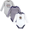 Hudson Baby Unisex Baby Cotton Long-Sleeve Bodysuits, Football Buddy, 3-6 Months